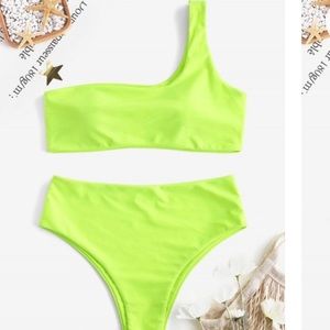Neon Green, One-shoulder bikini set